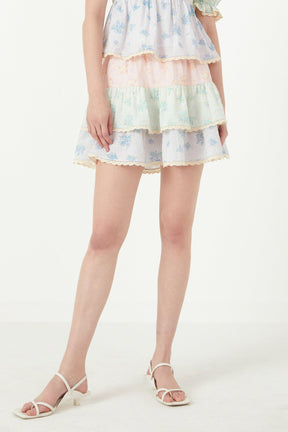 FREE THE ROSES - Free The Roses - Color Block Eyelet Trim Detail Mini Skirt - SKIRTS available at Objectrare