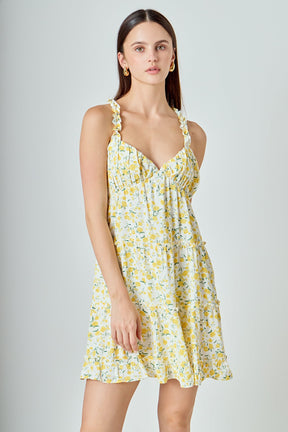 ENDLESS ROSE - Floral Ruffle Detail Mini Dress - DRESSES available at Objectrare