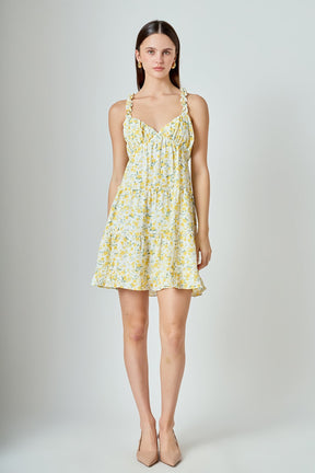 ENDLESS ROSE - Floral Ruffle Detail Mini Dress - DRESSES available at Objectrare