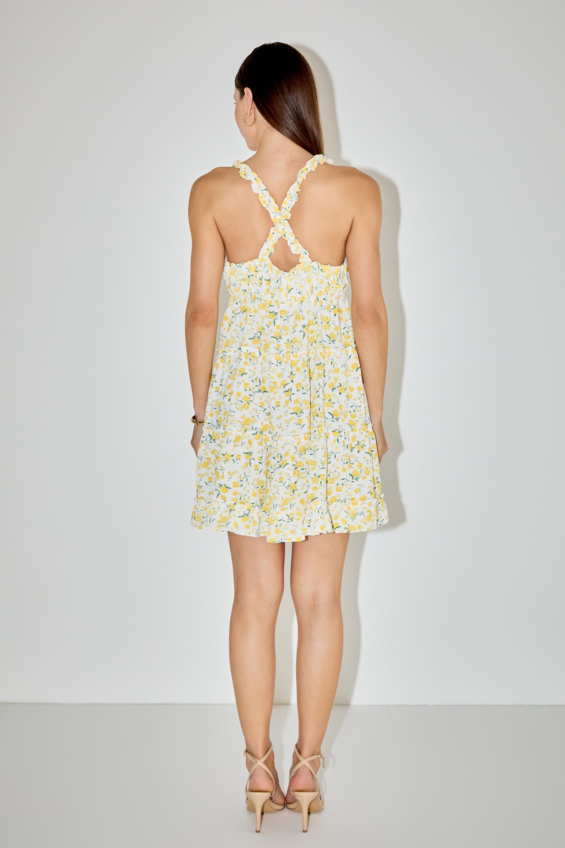 MARSY - Floral Ruffle Detail Mini Dress - DRESSES available at Objectrare