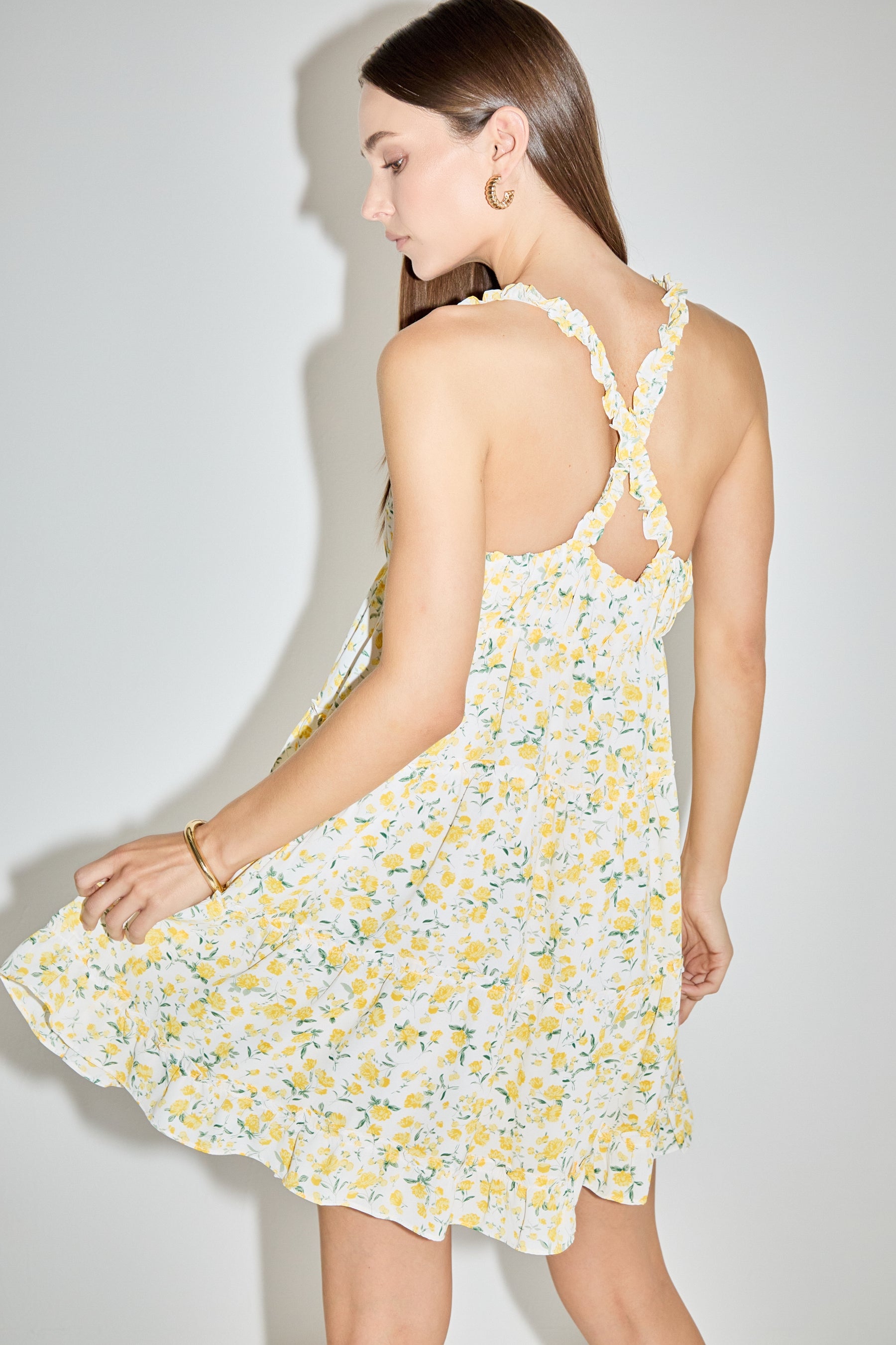 MARSY - Floral Ruffle Detail Mini Dress - DRESSES available at Objectrare