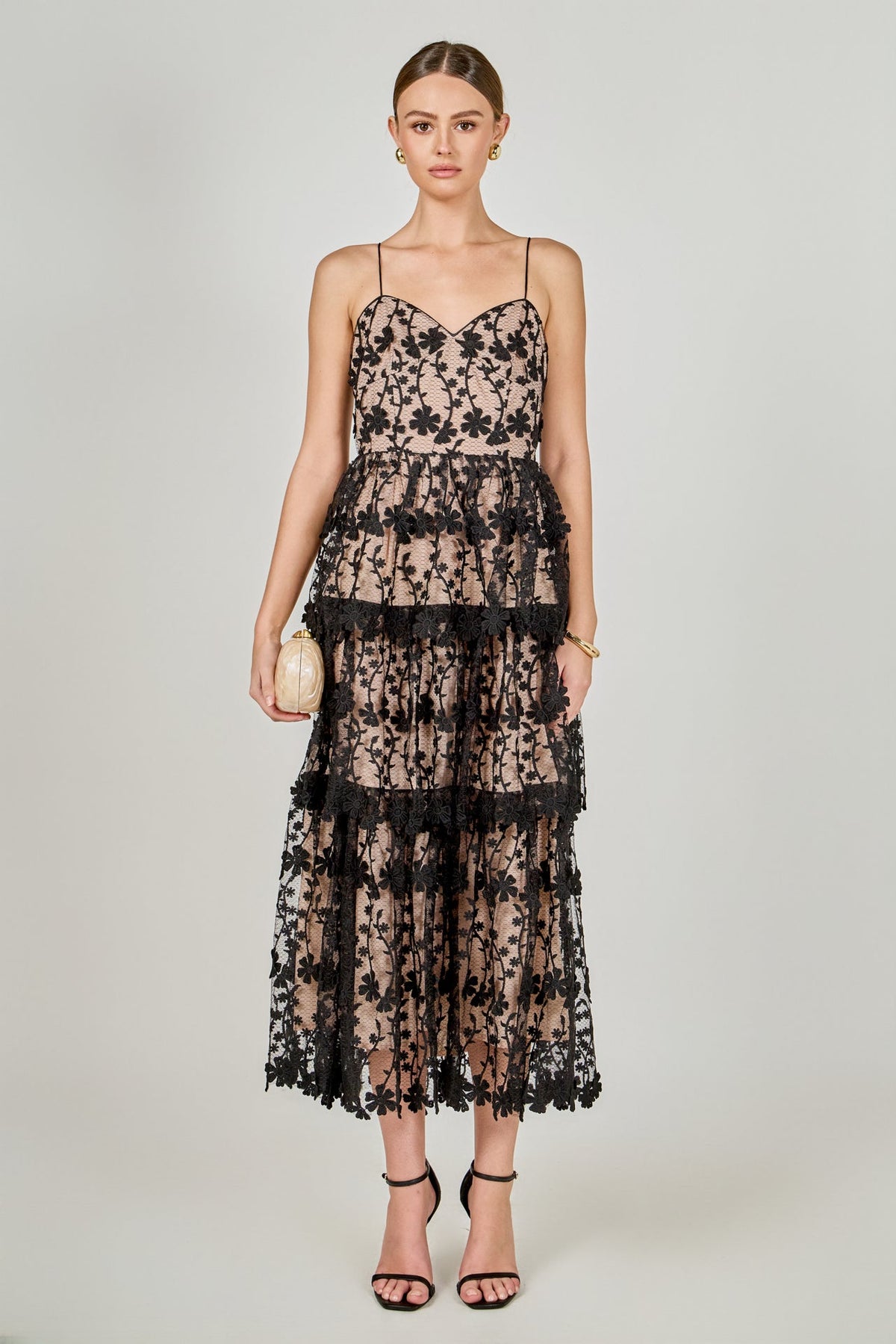 ENDLESS ROSE - Crochet Layered Midi Dress - DRESSES available at Objectrare