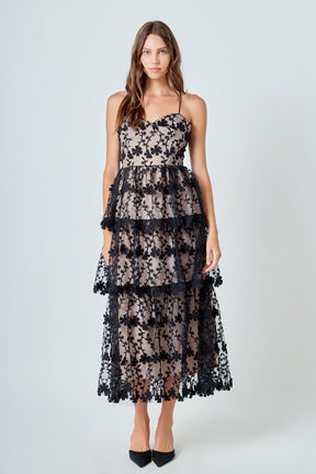 ENDLESS ROSE - Crochet Layered Midi Dress - DRESSES available at Objectrare