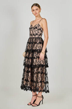 ENDLESS ROSE - Crochet Layered Midi Dress - DRESSES available at Objectrare