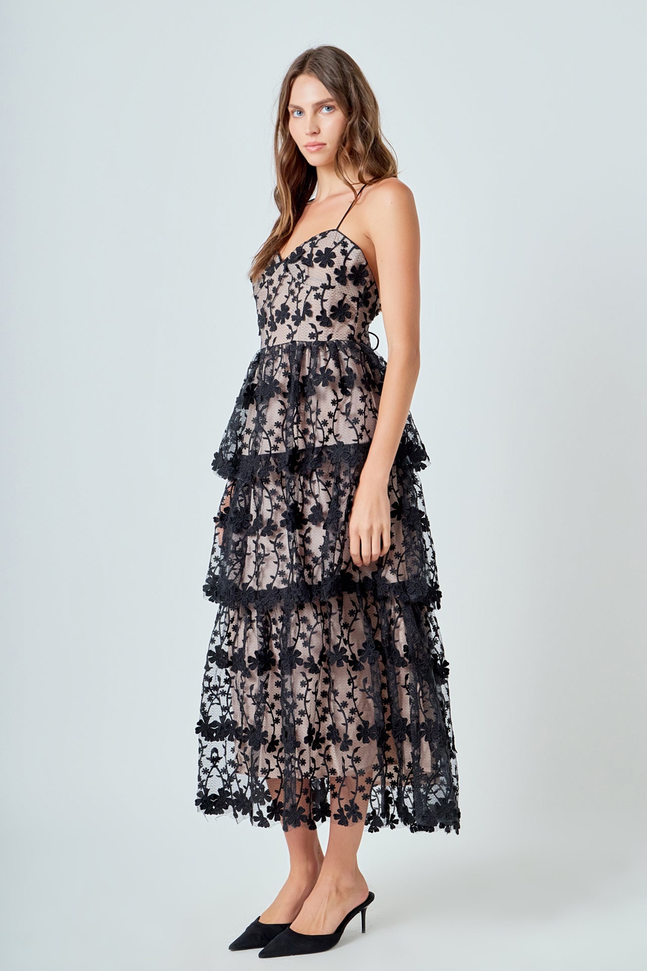 ENDLESS ROSE - Crochet Layered Midi Dress - DRESSES available at Objectrare