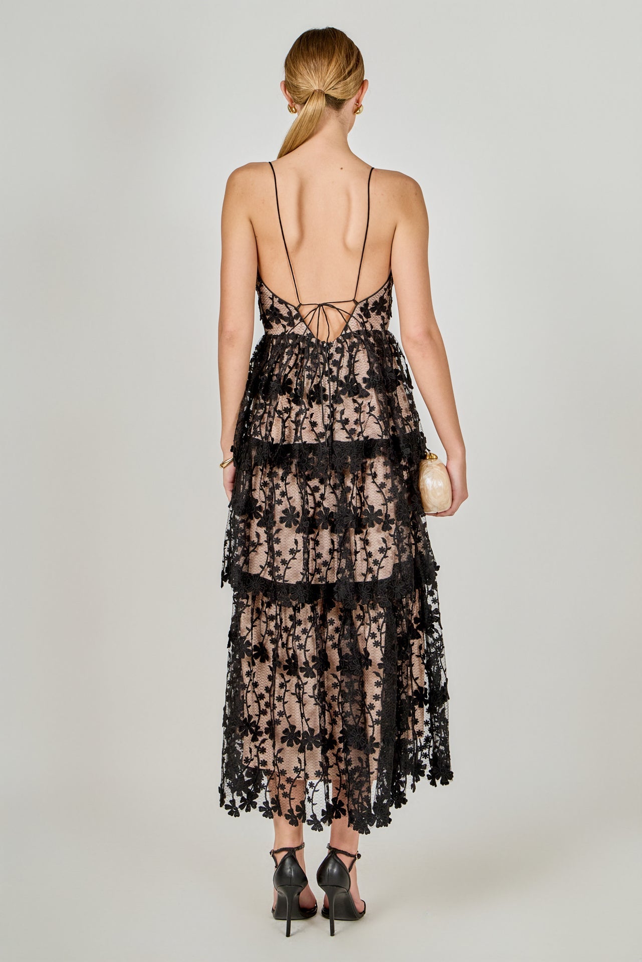 ENDLESS ROSE - Crochet Layered Midi Dress - DRESSES available at Objectrare