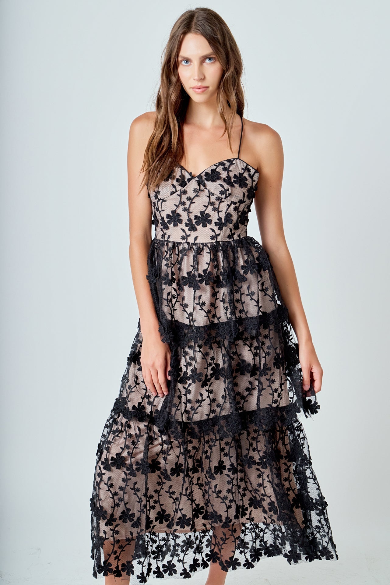 ENDLESS ROSE - Crochet Layered Midi Dress - DRESSES available at Objectrare