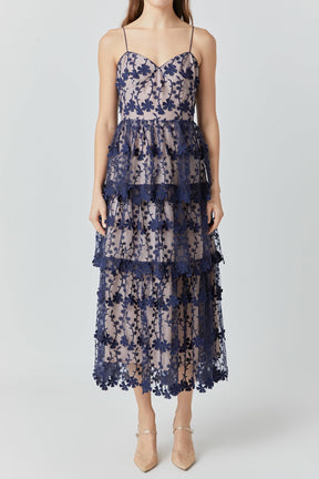 ENDLESS ROSE - Crochet Layered Midi Dress - DRESSES available at Objectrare