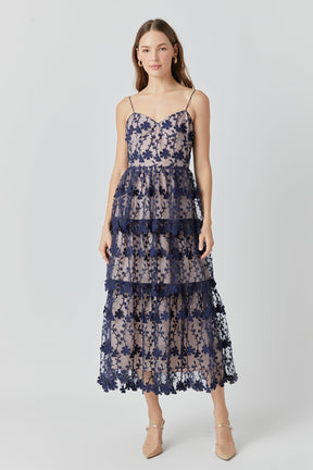 ENDLESS ROSE - Crochet Layered Midi Dress - DRESSES available at Objectrare