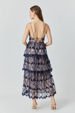 ENDLESS ROSE - Crochet Layered Midi Dress - DRESSES available at Objectrare