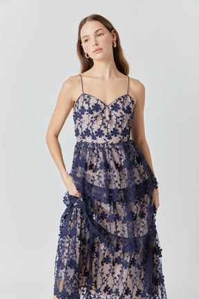 ENDLESS ROSE - Crochet Layered Midi Dress - DRESSES available at Objectrare