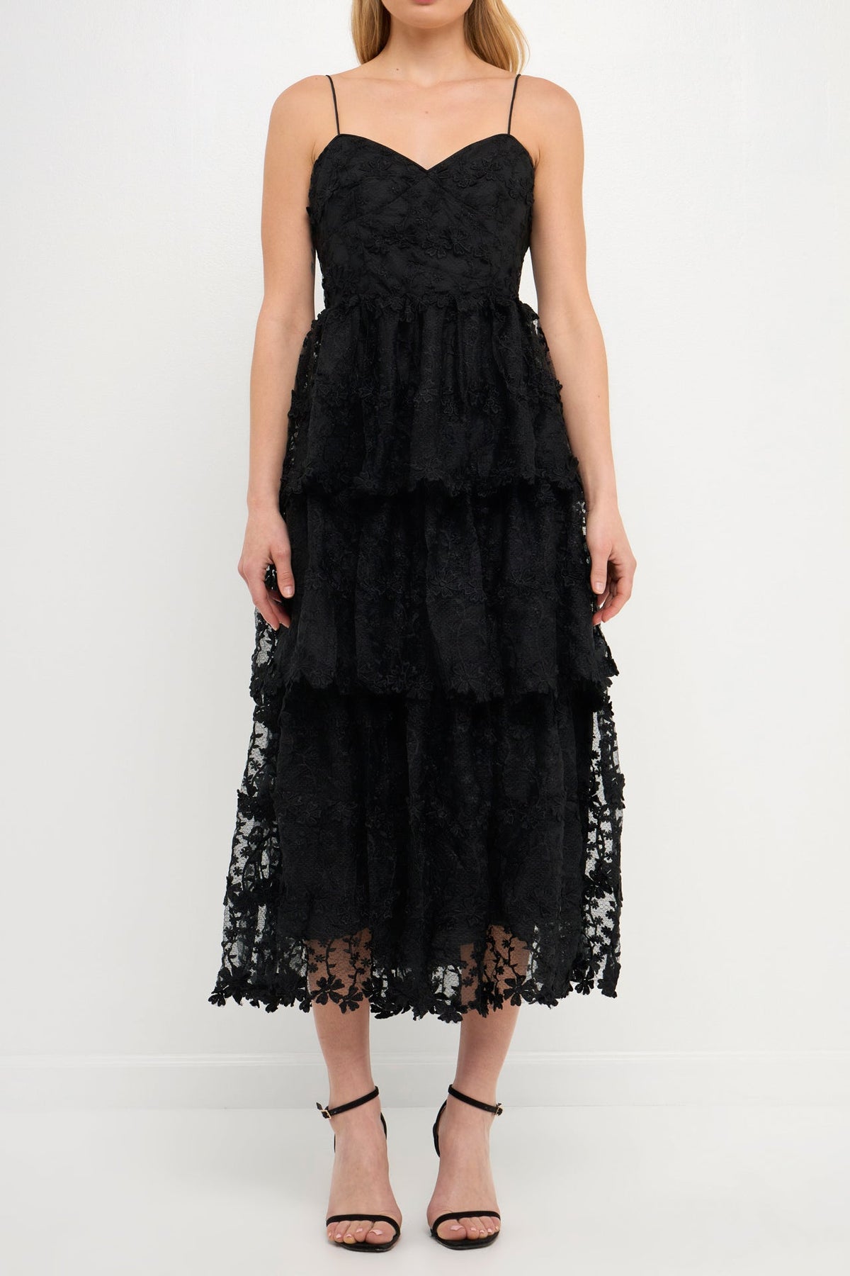 ENDLESS ROSE - Crochet Layered Sheer Lace Midi Dress - DRESSES available at Objectrare