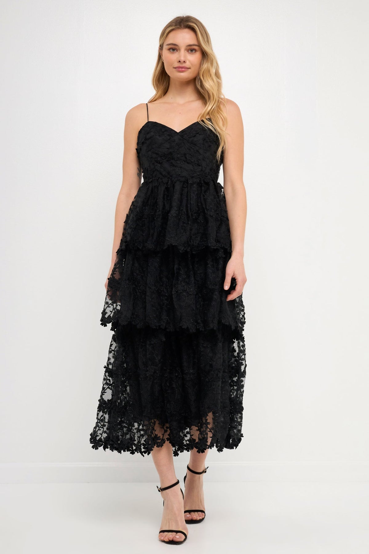 ENDLESS ROSE - Crochet Layered Sheer Lace Midi Dress - DRESSES available at Objectrare