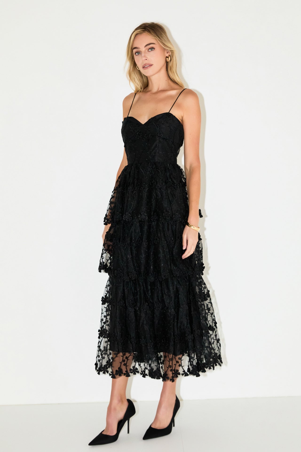Crochet Layered Midi Dress