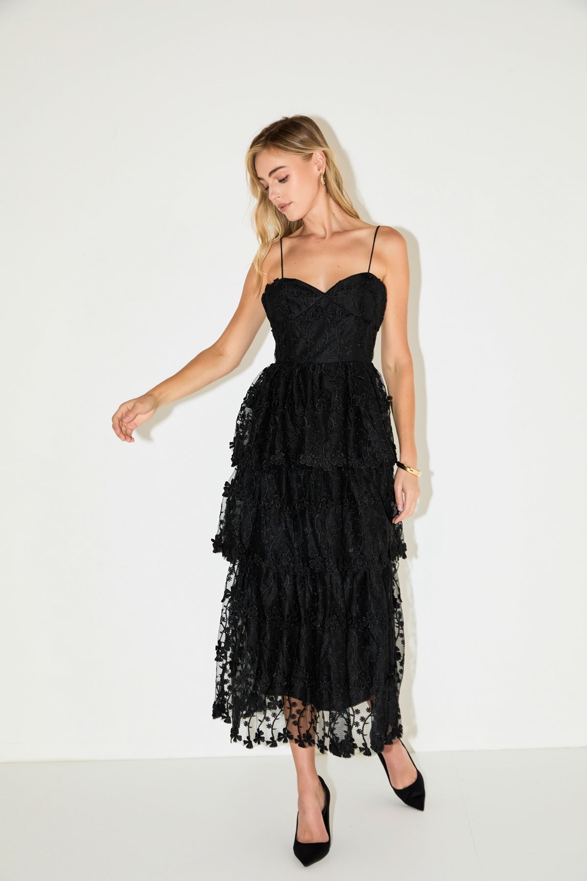 Crochet Layered Midi Dress