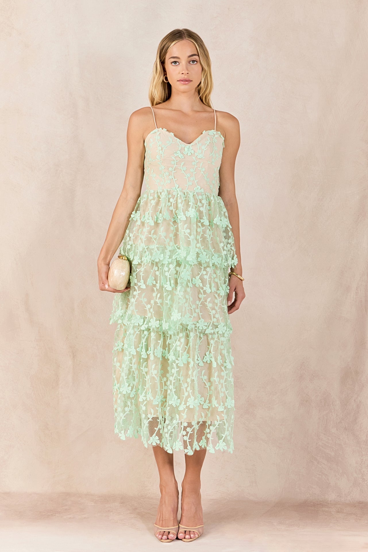 Endless Rose - Crochet Layered Midi Dress GREEN / M Endless Rose - Crochet Layered Midi Dress GREEN / M
