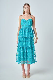 ENDLESS ROSE - Crochet Layered Midi Dress - DRESSES available at Objectrare