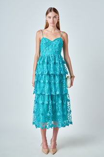 Crochet Layered Midi Dress