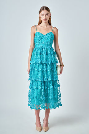 Crochet Layered Midi Dress