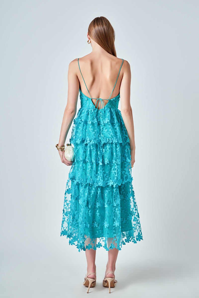 ENDLESS ROSE - Crochet Layered Midi Dress - DRESSES available at Objectrare