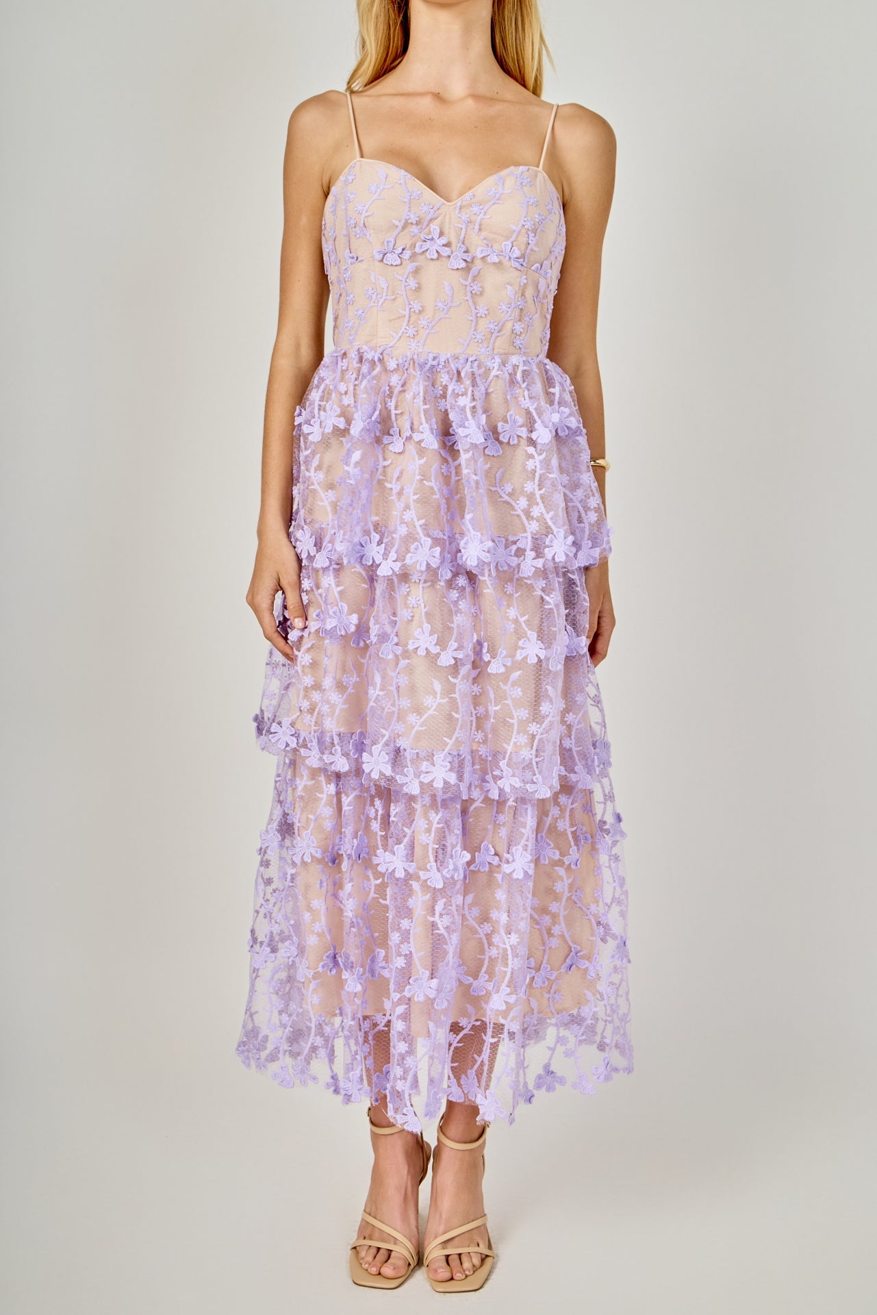 ENDLESS ROSE - Crochet Layered Midi Dress - DRESSES available at Objectrare