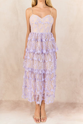 ENDLESS ROSE - Crochet Layered Midi Dress - DRESSES available at Objectrare