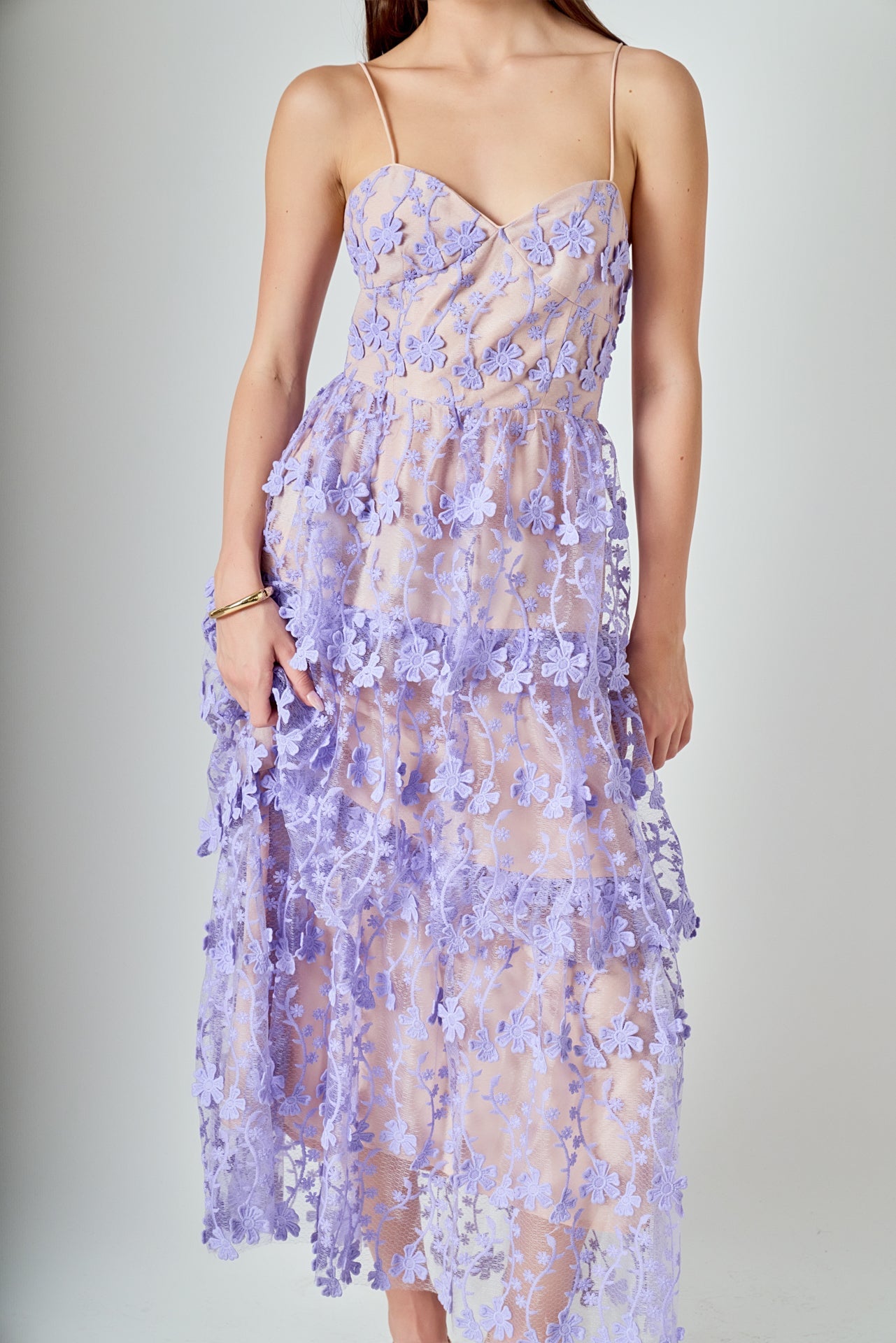 ENDLESS ROSE - Crochet Layered Midi Dress - DRESSES available at Objectrare