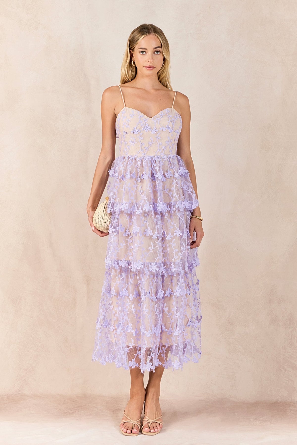 ENDLESS ROSE - Crochet Layered Midi Dress - DRESSES available at Objectrare