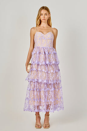 ENDLESS ROSE - Crochet Layered Midi Dress - DRESSES available at Objectrare