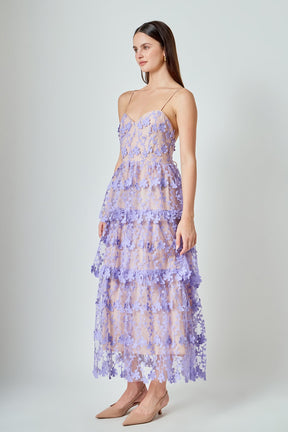 ENDLESS ROSE - Crochet Layered Midi Dress - DRESSES available at Objectrare