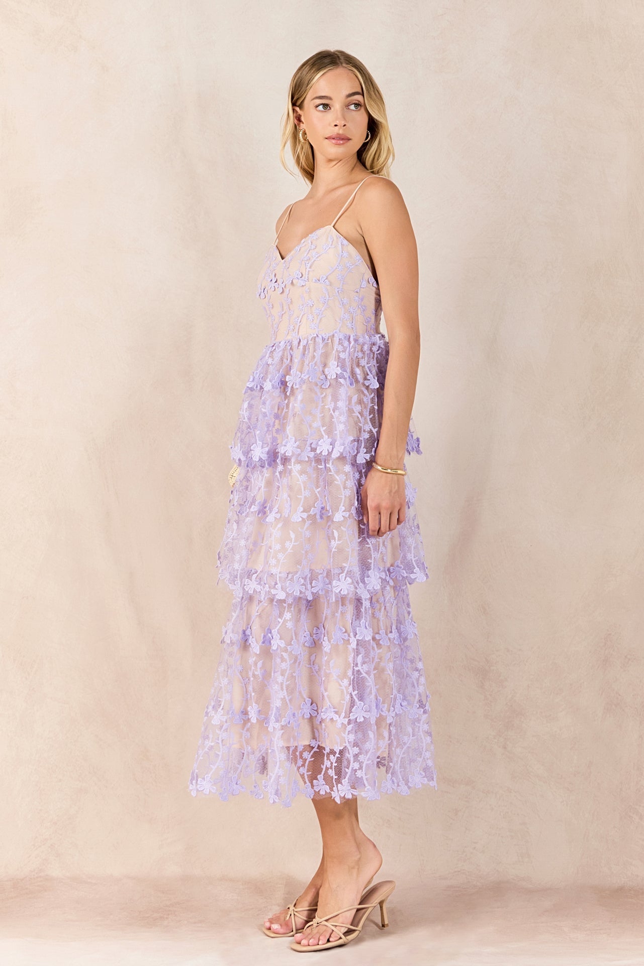 ENDLESS ROSE - Crochet Layered Midi Dress - DRESSES available at Objectrare