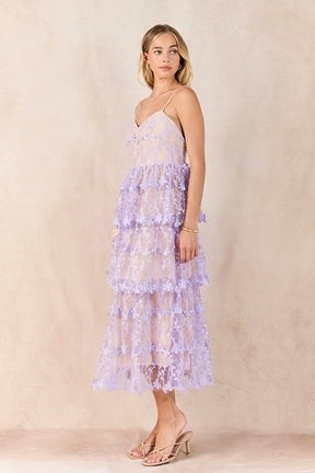 ENDLESS ROSE - Crochet Layered Midi Dress - DRESSES available at Objectrare