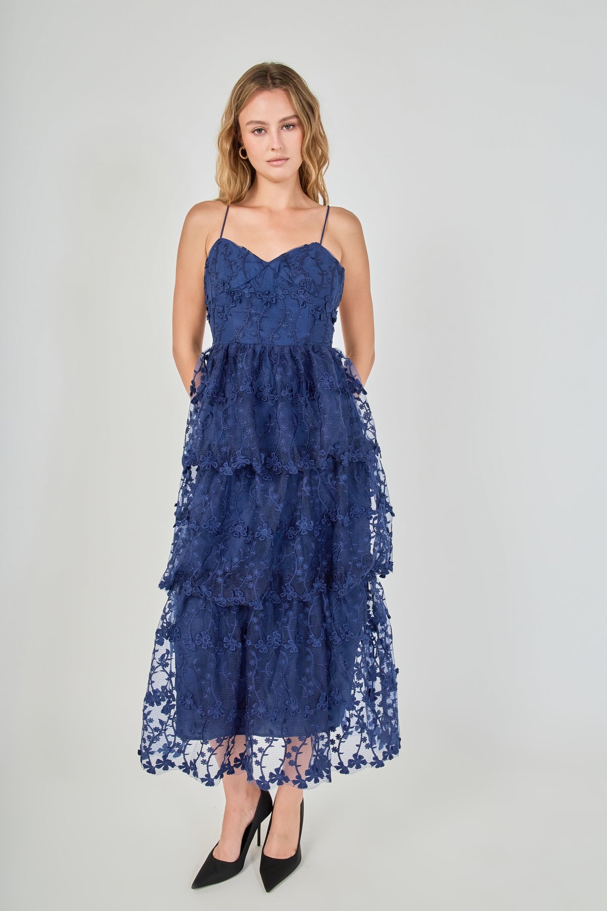 ENDLESS ROSE - Crochet Layered Midi Dress - DRESSES available at Objectrare
