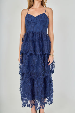 ENDLESS ROSE - Crochet Layered Midi Dress - DRESSES available at Objectrare