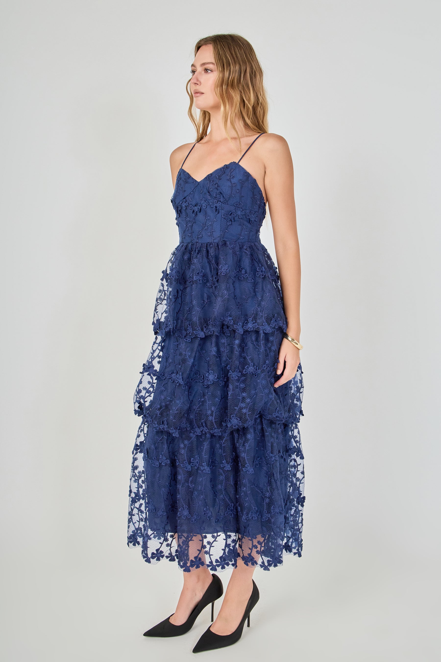 ENDLESS ROSE - Crochet Layered Midi Dress - DRESSES available at Objectrare