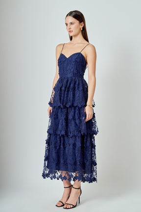 ENDLESS ROSE - Crochet Layered Midi Dress - DRESSES available at Objectrare
