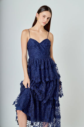 ENDLESS ROSE - Crochet Layered Midi Dress - DRESSES available at Objectrare
