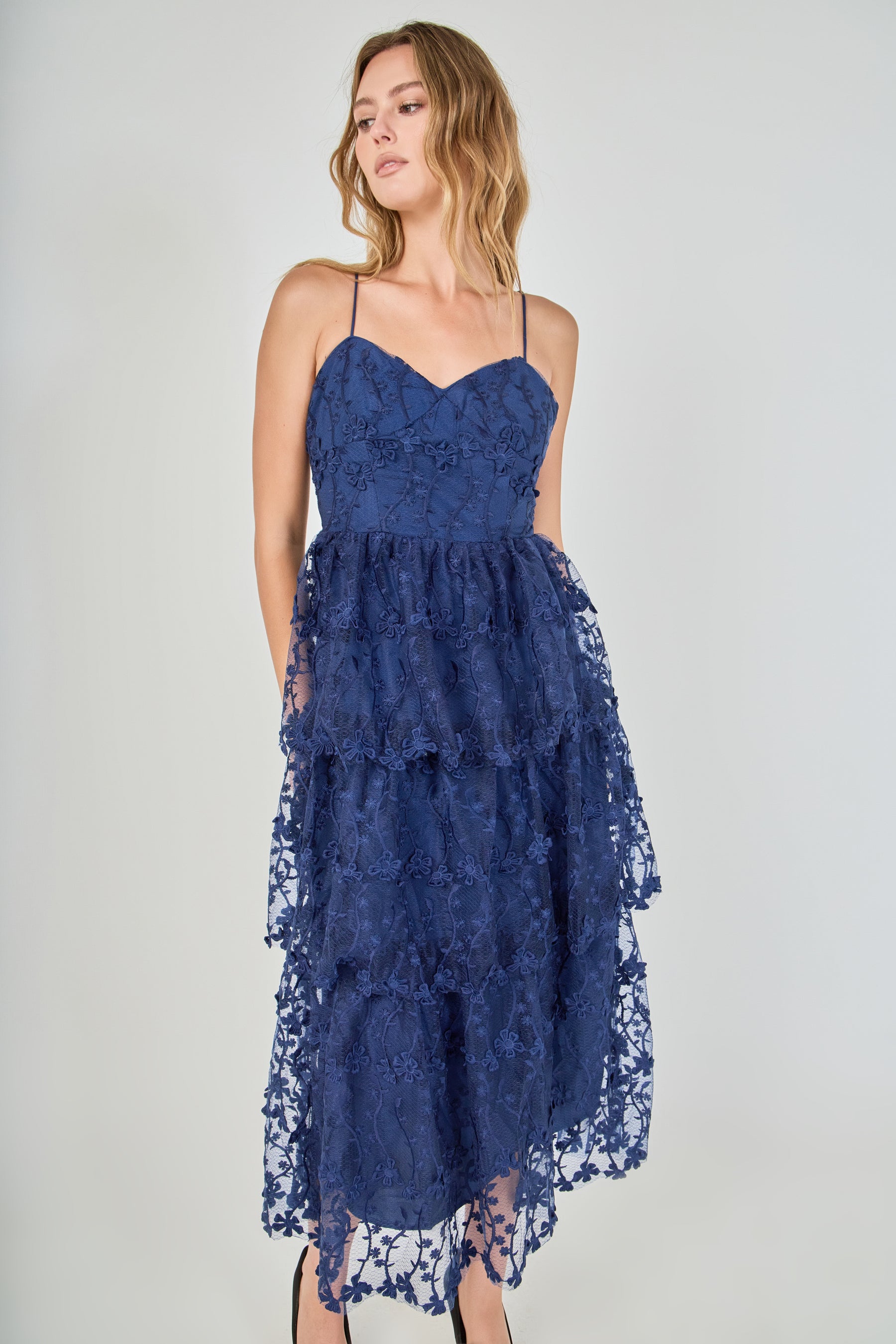 ENDLESS ROSE - Crochet Layered Midi Dress - DRESSES available at Objectrare