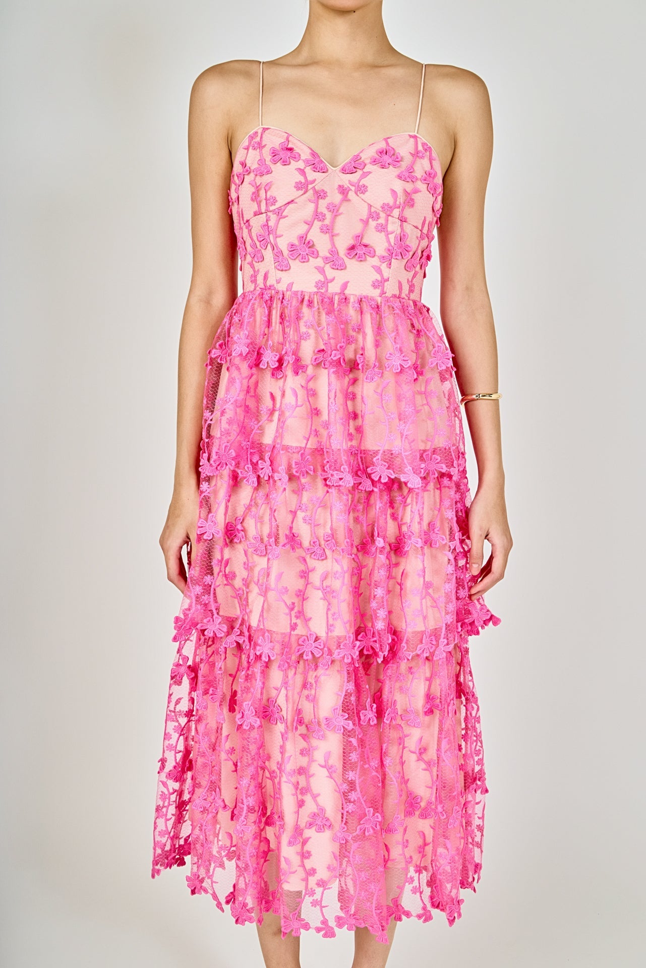 ENDLESS ROSE - Crochet Layered Midi Dress - DRESSES available at Objectrare