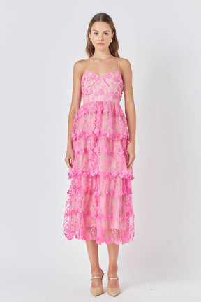 ENDLESS ROSE - Crochet Layered Midi Dress - DRESSES available at Objectrare