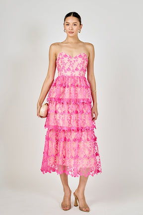 ENDLESS ROSE - Crochet Layered Midi Dress - DRESSES available at Objectrare