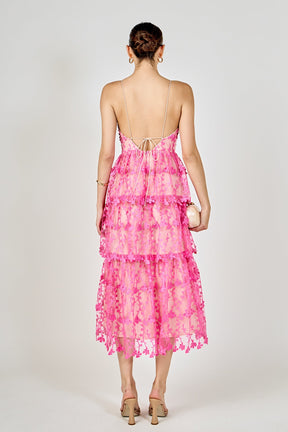 ENDLESS ROSE - Crochet Layered Midi Dress - DRESSES available at Objectrare