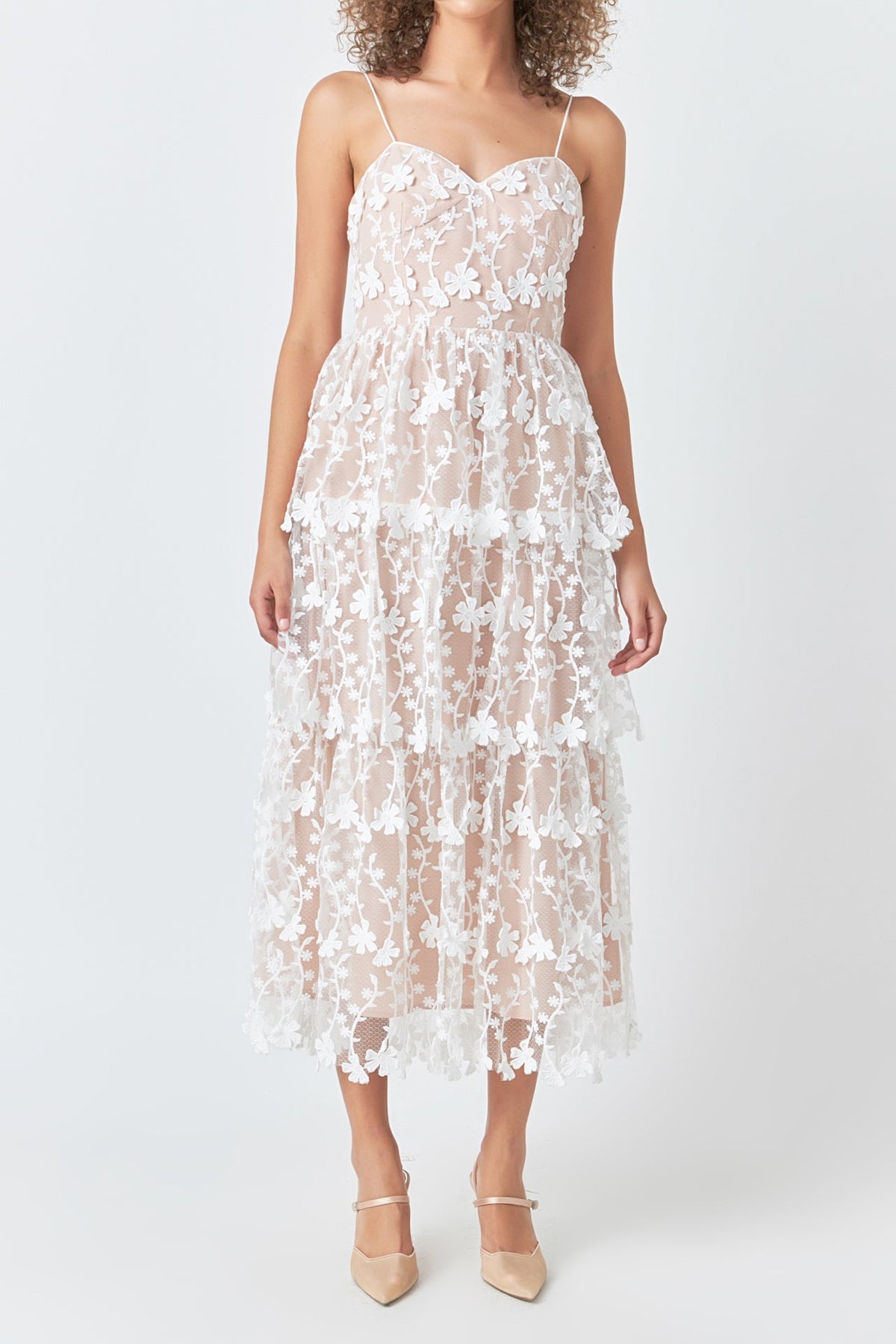 ENDLESS ROSE - Crochet Layered Midi Dress - DRESSES available at Objectrare