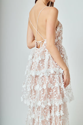 ENDLESS ROSE - Crochet Layered Midi Dress - DRESSES available at Objectrare