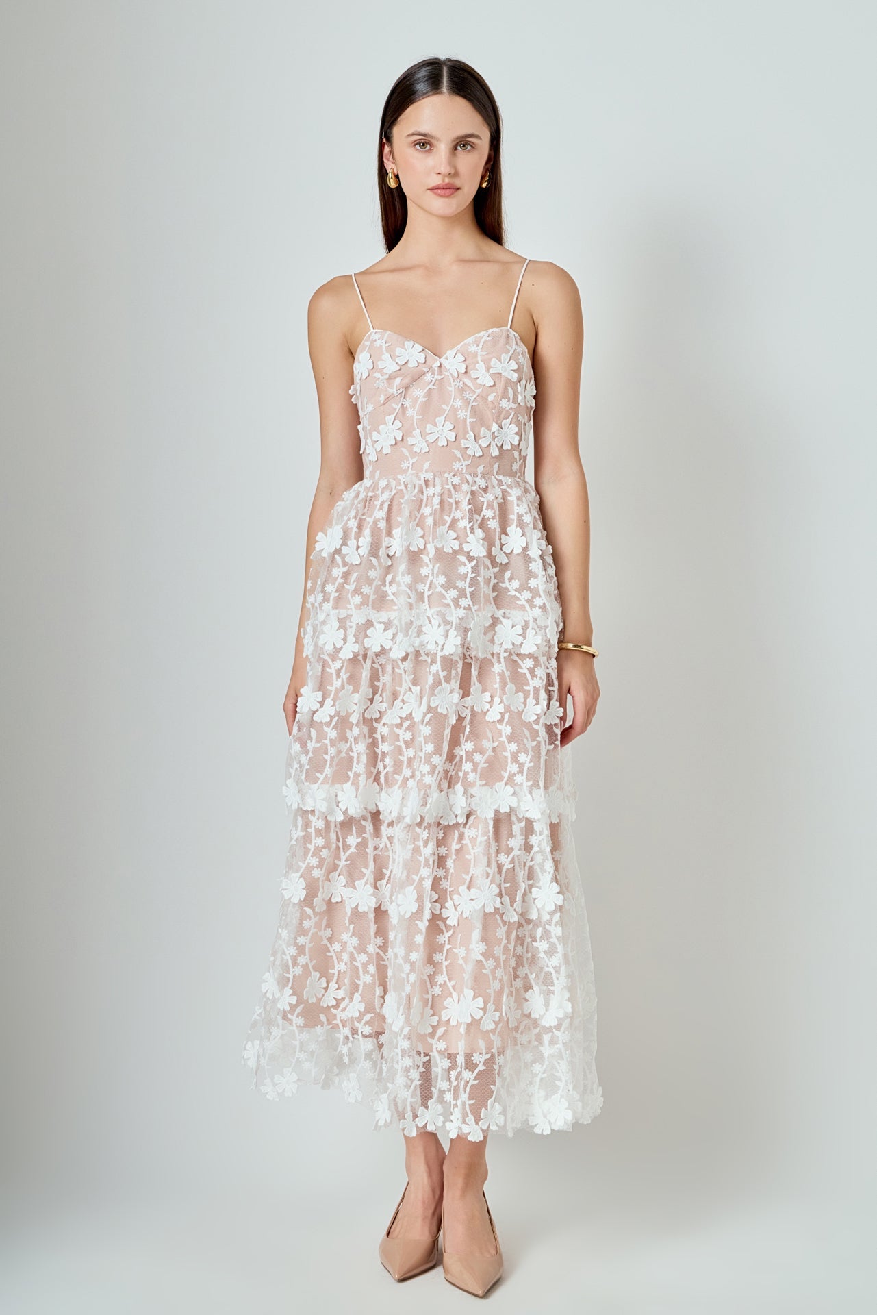 ENDLESS ROSE - Crochet Layered Midi Dress - DRESSES available at Objectrare