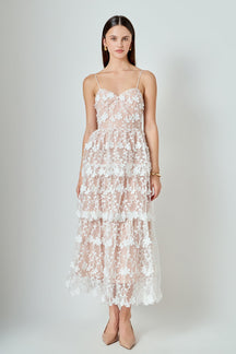 ENDLESS ROSE - Crochet Layered Midi Dress - DRESSES available at Objectrare