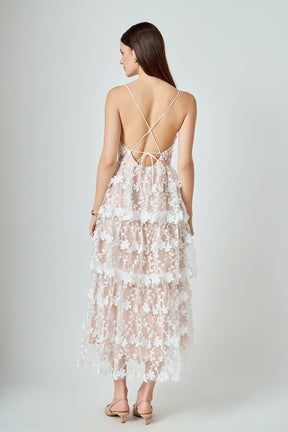 ENDLESS ROSE - Crochet Layered Midi Dress - DRESSES available at Objectrare