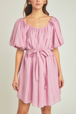 ENDLESS ROSE - Endless Rose - Pleated Detail Puff Sleeve Mini Dress - DRESSES available at Objectrare