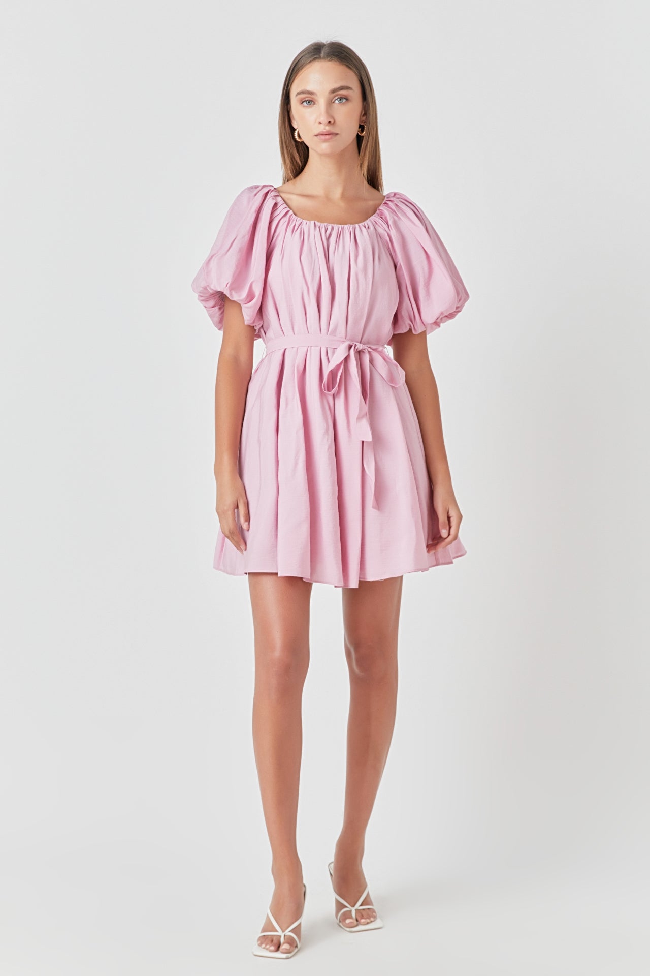 ENDLESS ROSE - Pleated Detail Puff Sleeve Mini Dress - DRESSES available at Objectrare