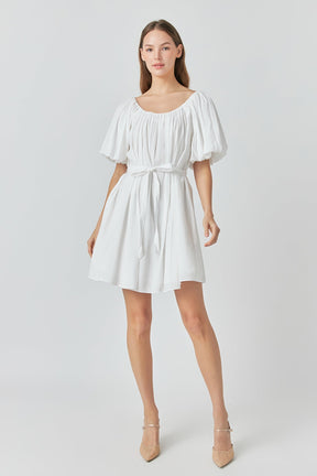 ENDLESS ROSE - Endless Rose - Pleated Detail Puff Sleeve Mini Dress - DRESSES available at Objectrare